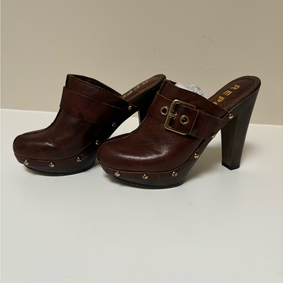 REPORT Brown Leather Laurent clog platform buckle - Picture 9 of 14